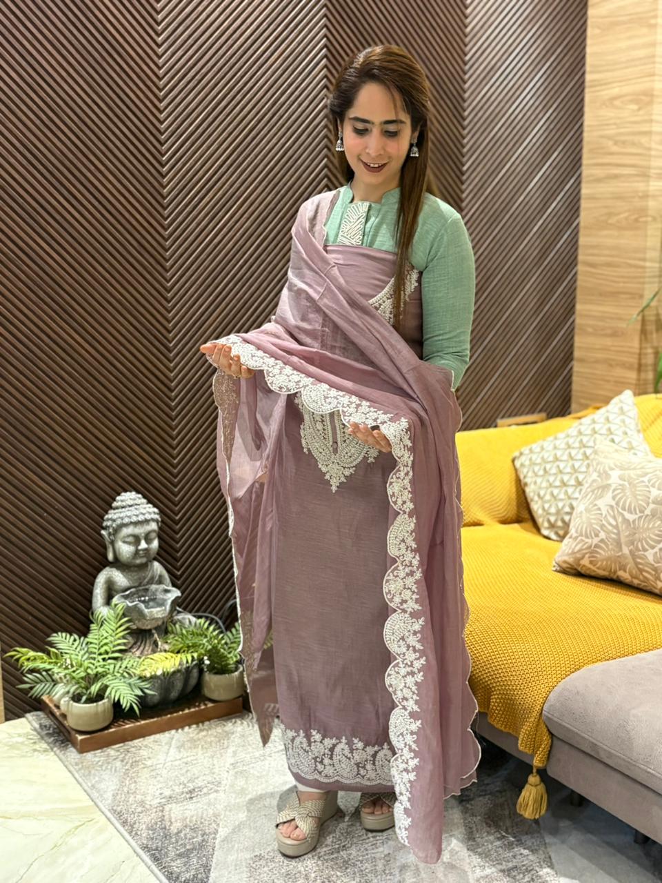 Elegance with this beautiful unstitched suit