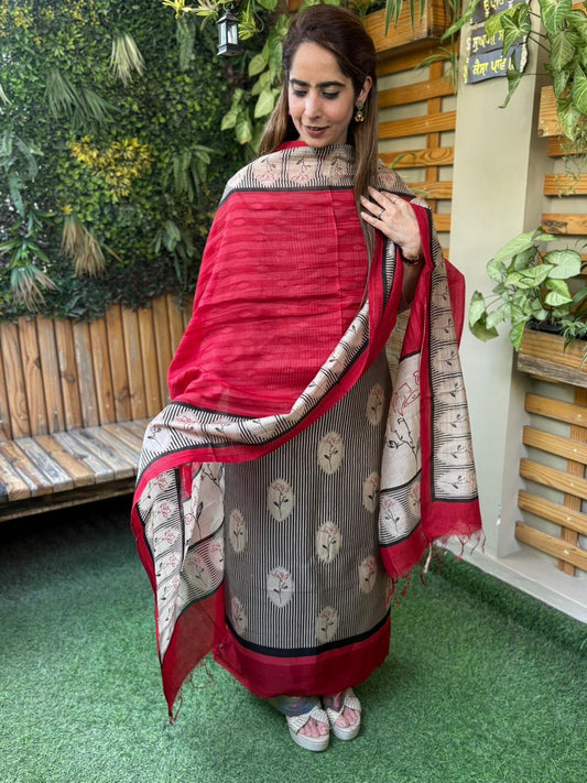 Elegant unstitched Pure Maheshwari suit