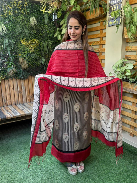 Elegant unstitched Pure Maheshwari suit