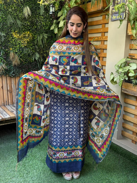 Stunning unstitched Pure Maheshwari suit
