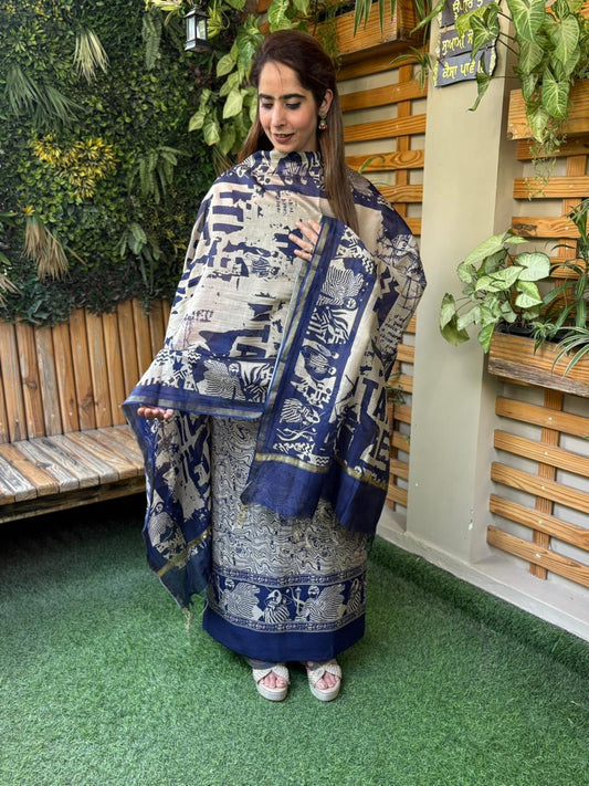 Elegant unstitched Pure Maheshwari suit