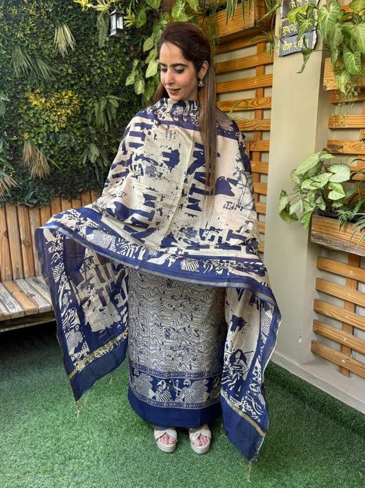Elegant unstitched Pure Maheshwari suit
