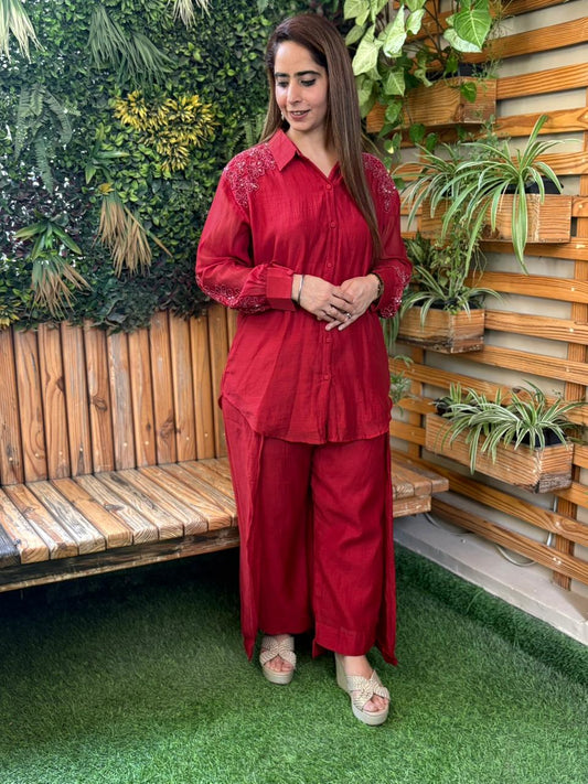 Elegance meets comfort in this mul cotton cord set