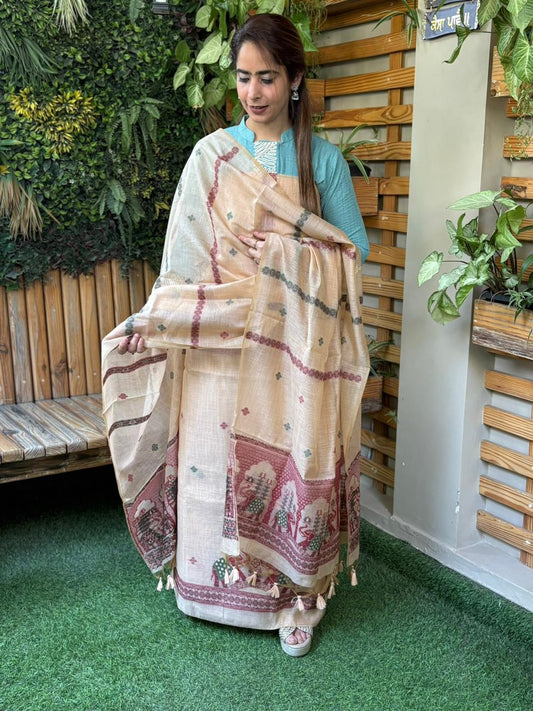 Beautiful unstitched Jamdani cotton suit set