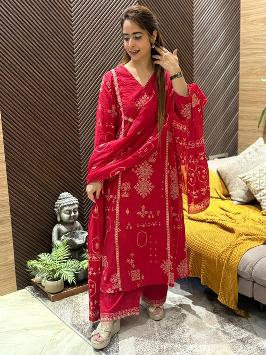 Beautiful A-line cotton kurti set