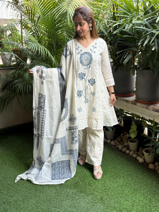Elegant linen cotton kurta set