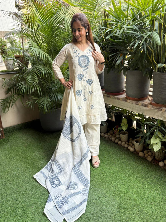 Elegant linen cotton kurta set