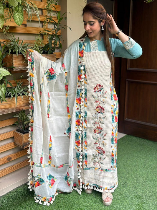 Beautiful unstitched cotton suit