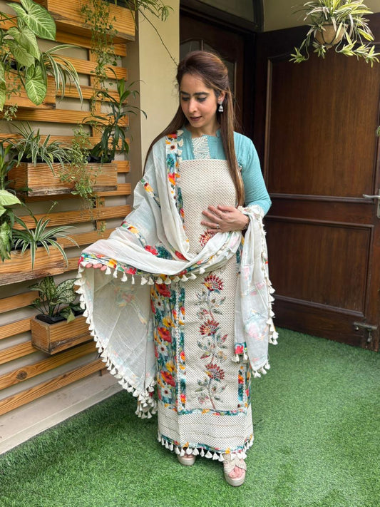 Beautiful unstitched cotton suit