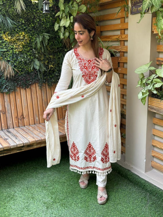 Beautiful thread embroidery suit set