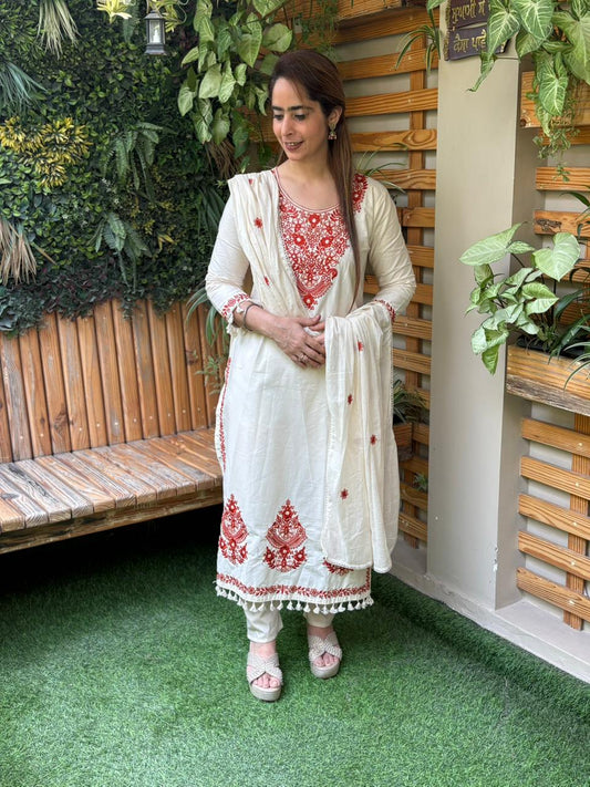 Beautiful thread embroidery suit set
