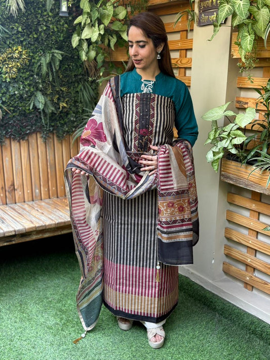 Beautiful Maheshwari cotton unstitched suit