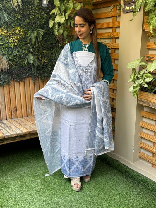 Beautiful mull cotton fabric unstitched suit