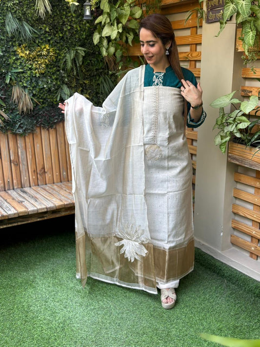 Jamdani cotton unstitched suit