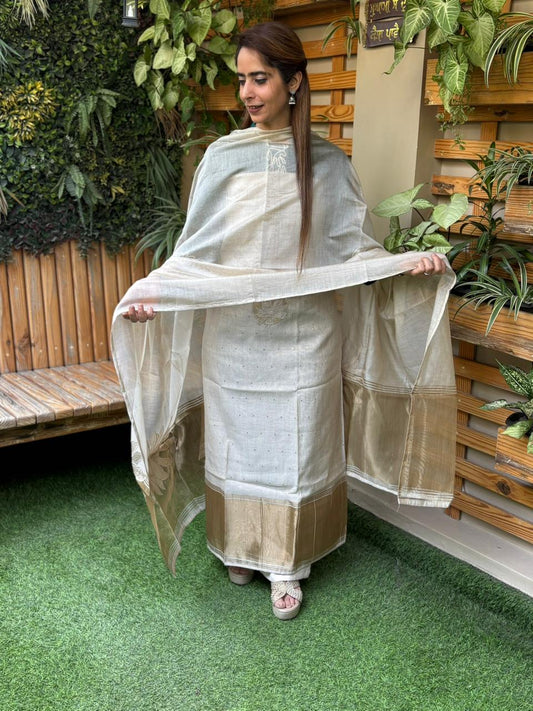 Jamdani cotton unstitched suit