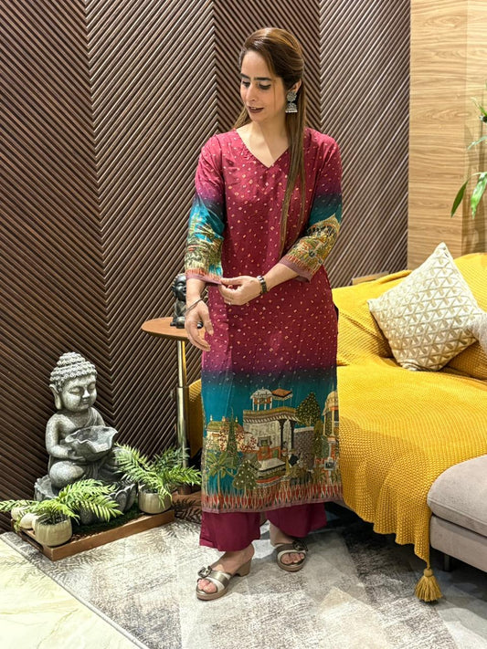 Muslin cotton kurti set
