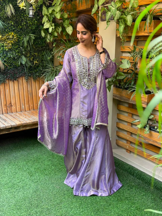 Stunning tissue shimmer kurta set