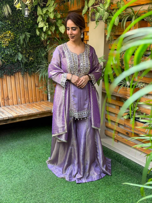 Stunning tissue shimmer kurta set