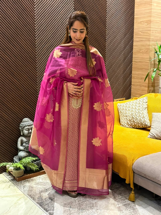 Pure Kanchivaram fabric unstitched suit