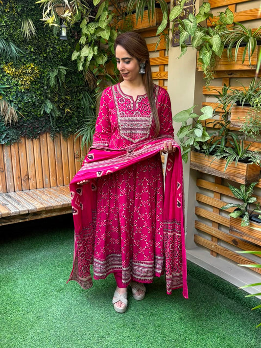 Beautiful Soft cotton Anarkali set