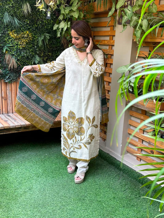 Graceful khadi cotton kurti set