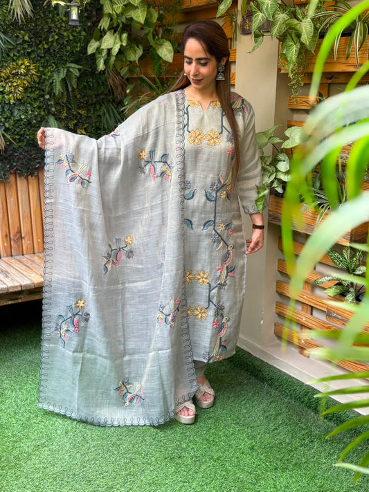 Elegant linen cotton kurta set
