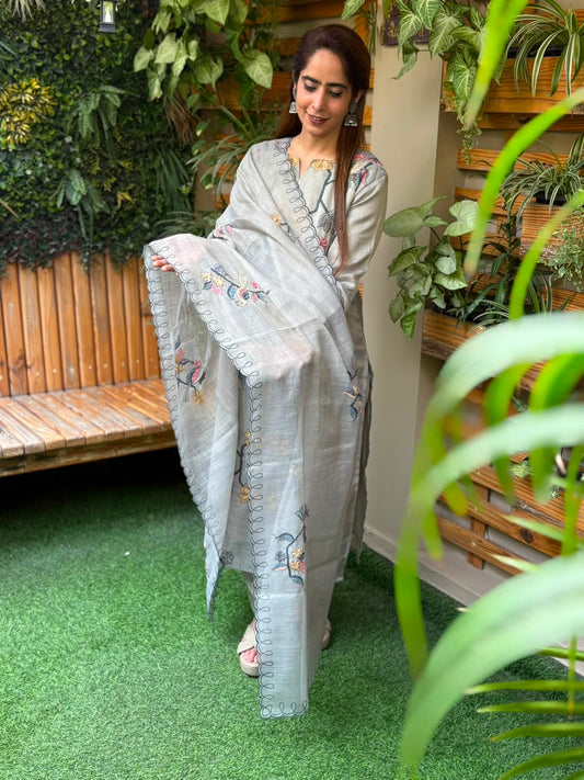 Elegant linen cotton kurta set