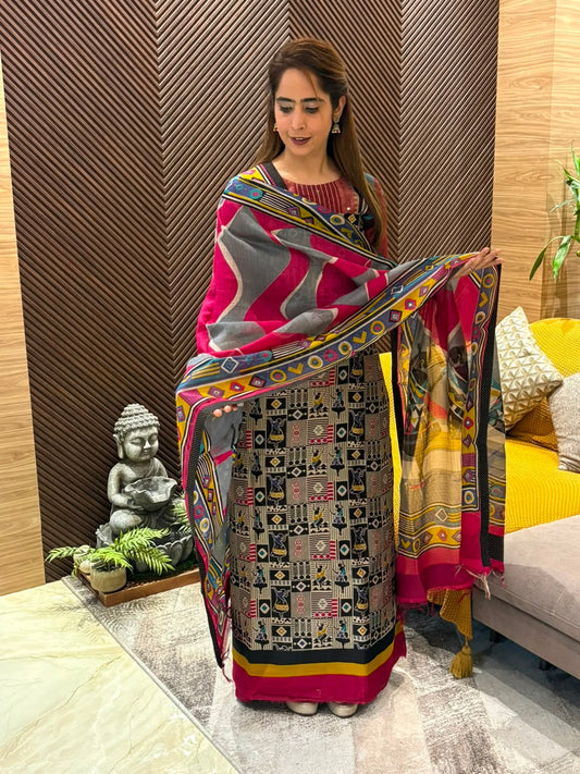 Pure Maheshwari unstitched suit