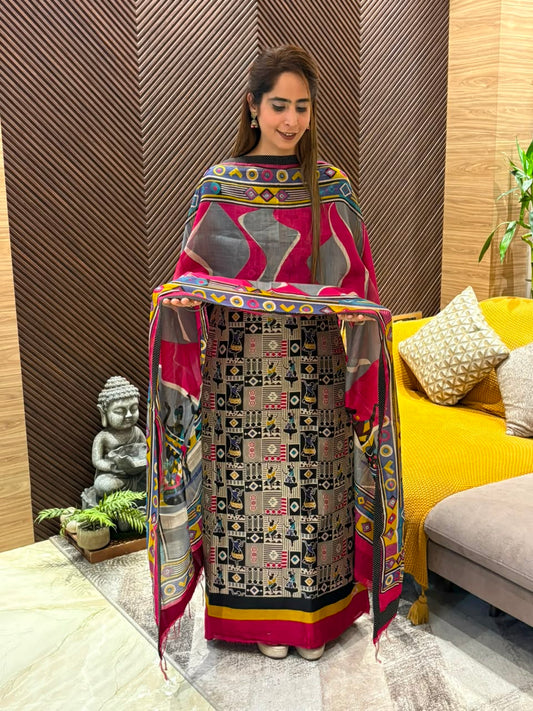 Pure Maheshwari unstitched suit