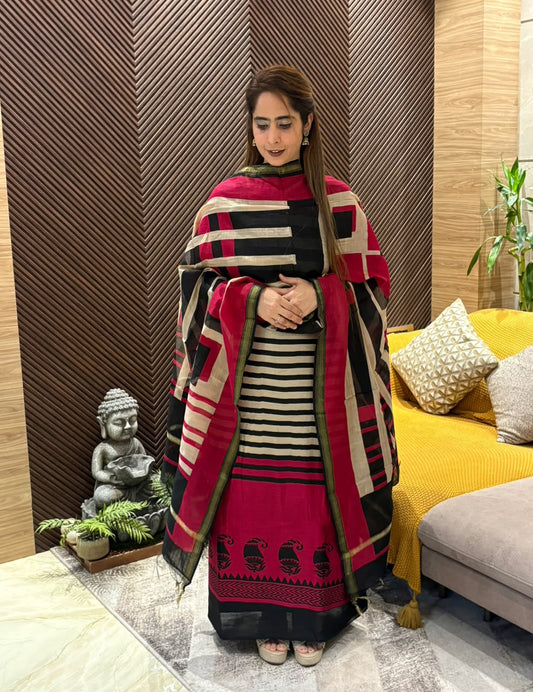 Pure Maheshwari unstitched suit