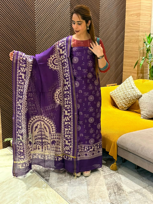 Pure Maheshwari unstitched suit