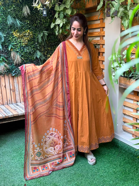 Stunning cotton Anarkali set