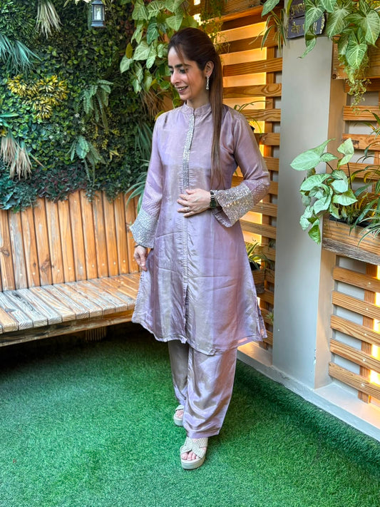 Elegant tissue shimmer kurta set
