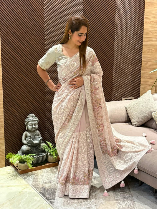 Stunning running saree crafted in pure georgette fabric