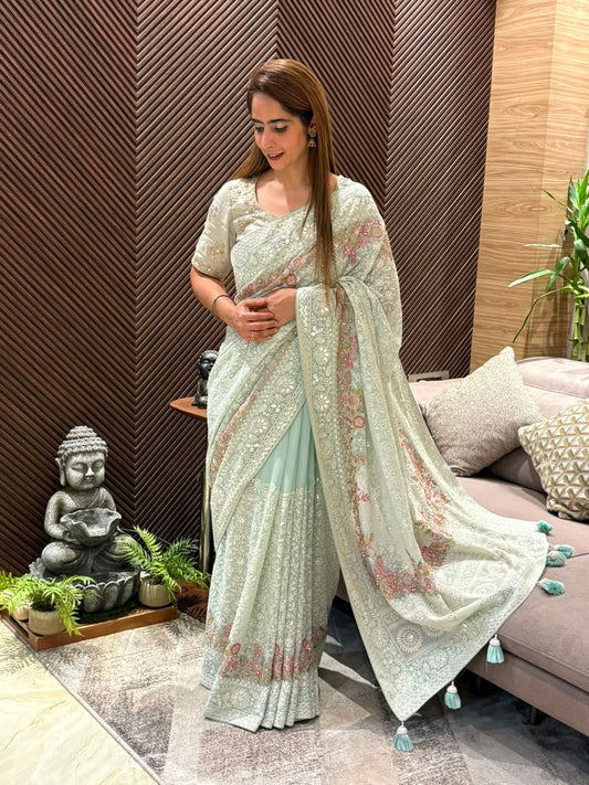 Stunning running saree crafted in pure georgette fabric
