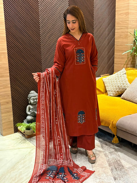 Beautiful A-line cotton kurti set