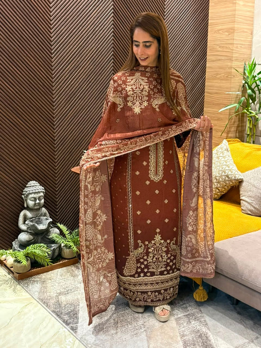 Pure Gaji Crepe fabric unstitched suit