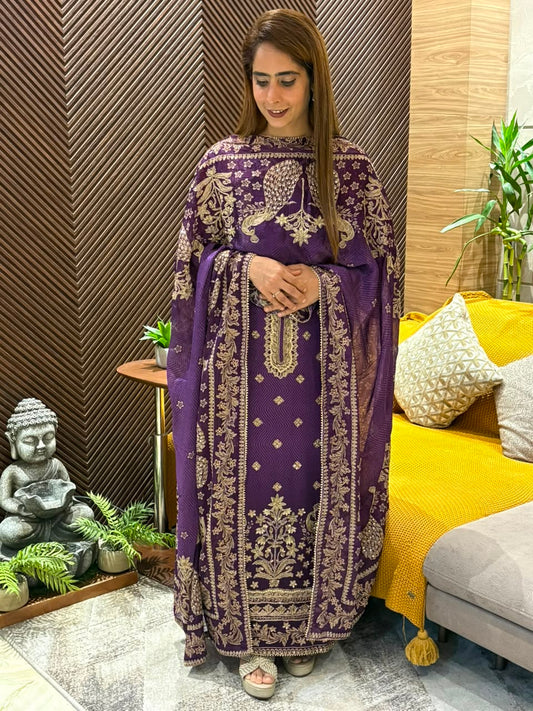 Pure Gaji Crepe fabric unstitched suit