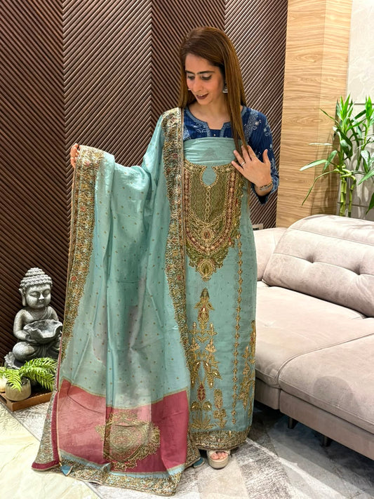 Pure organza silk fabric suit