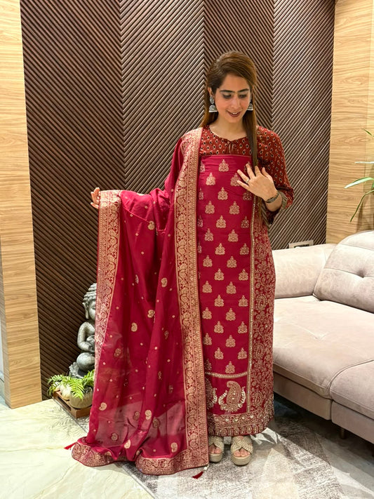 Luxurious Uppada silk fabric unstitched suit