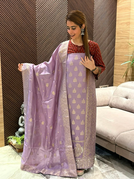Luxurious Uppada silk fabric unstitched suit