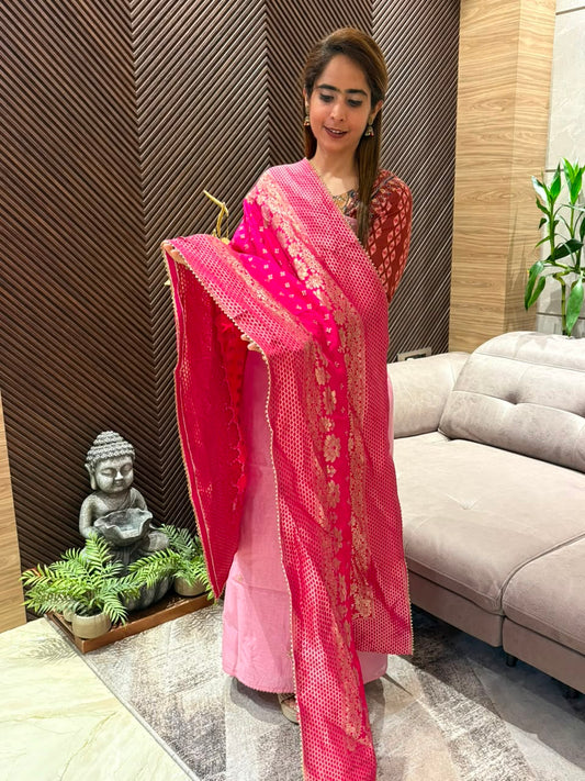 Luxurious Chanderi silk unstitched suit set