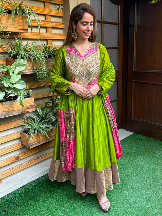 Elegant silk Anarkali set