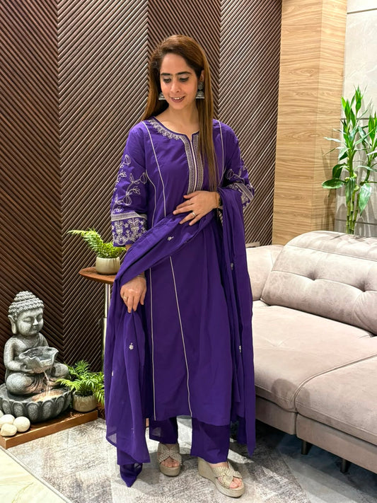 Elegant A-line cotton kurti set