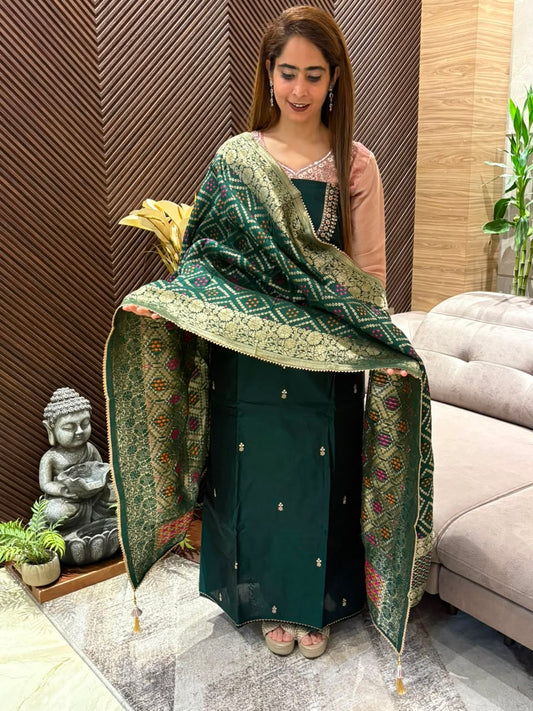 Premium raw silk unstitched suit