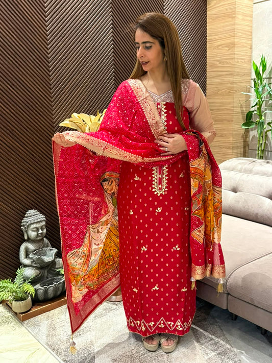 Premium Banarasi silk unstitched suit