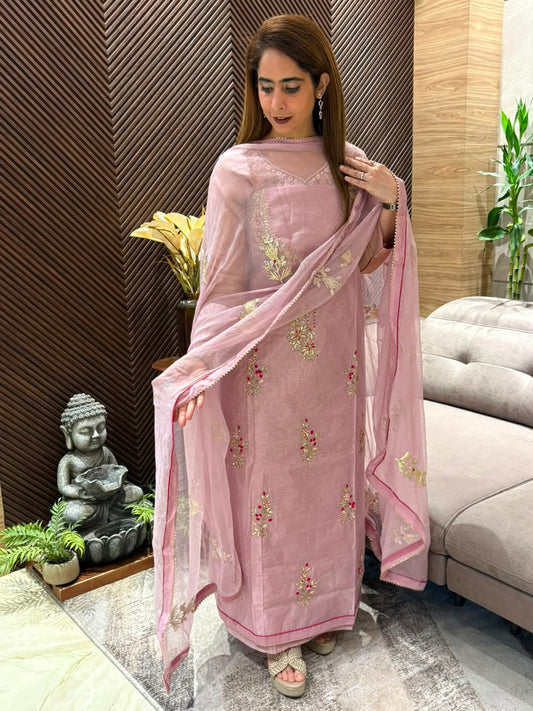 Exquisite Unstitched Chandari Silk Suit
