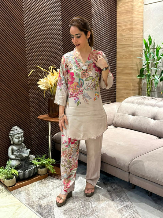 Elegant muslin cord set