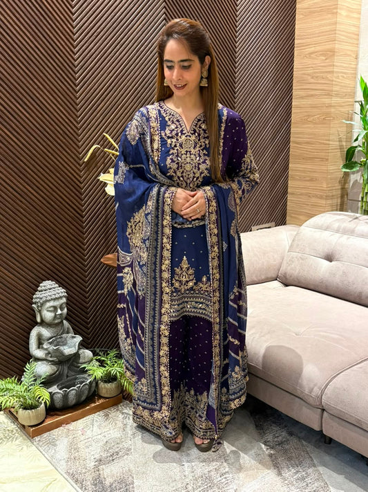 Elegant Chinon fabric kurta set