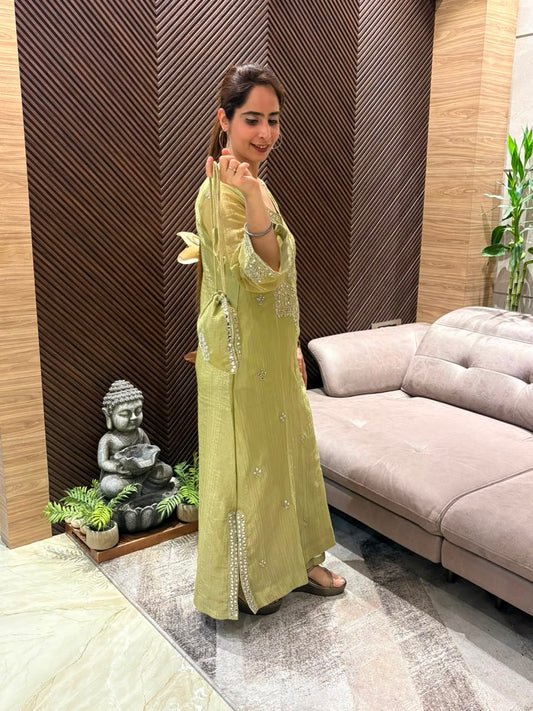 Stunning tissue shimmer kurta set